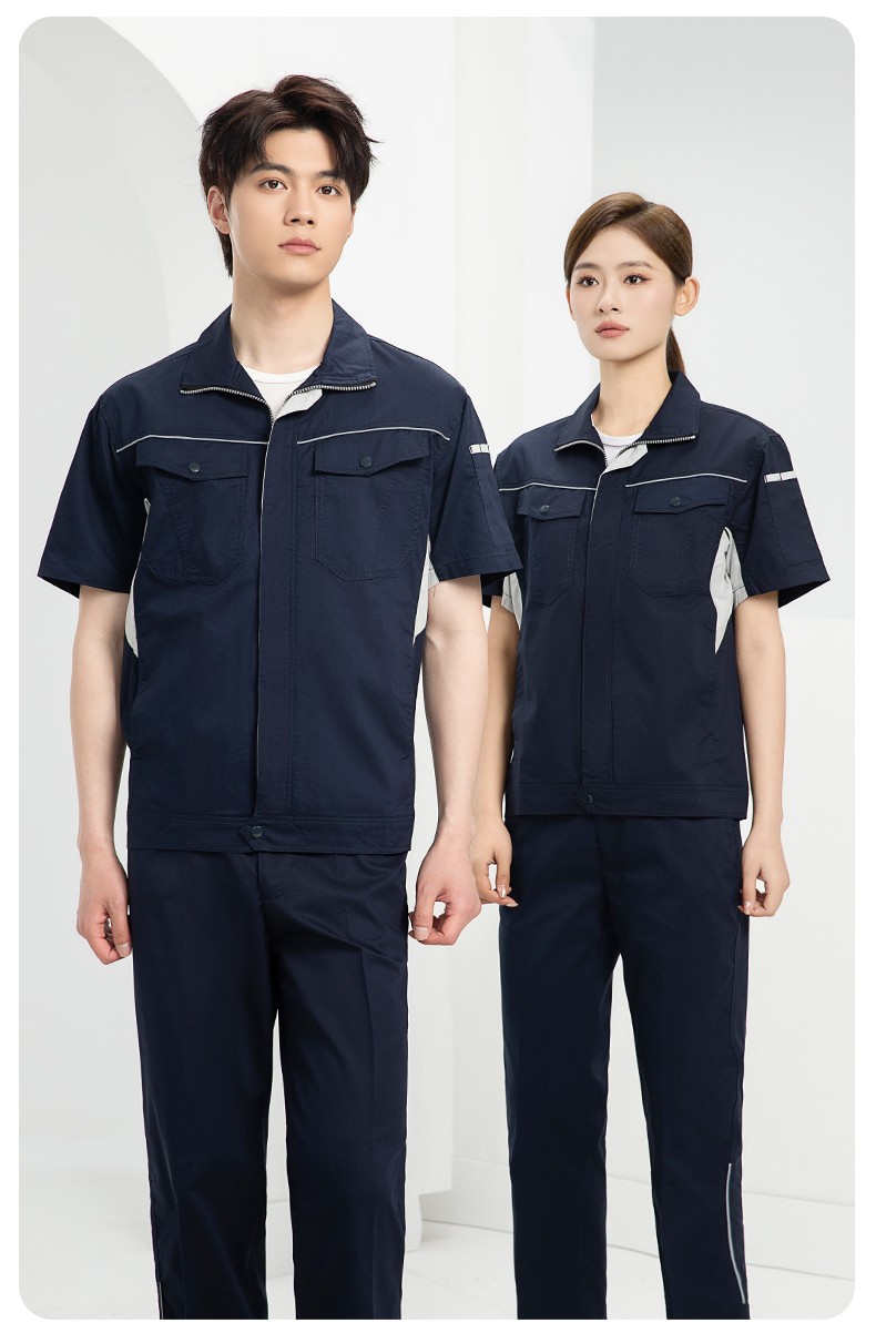 DL237D 夏季弹力竹纤维工作服套装定制吸湿排汗透气长短袖薄款电工劳保服(图14)
