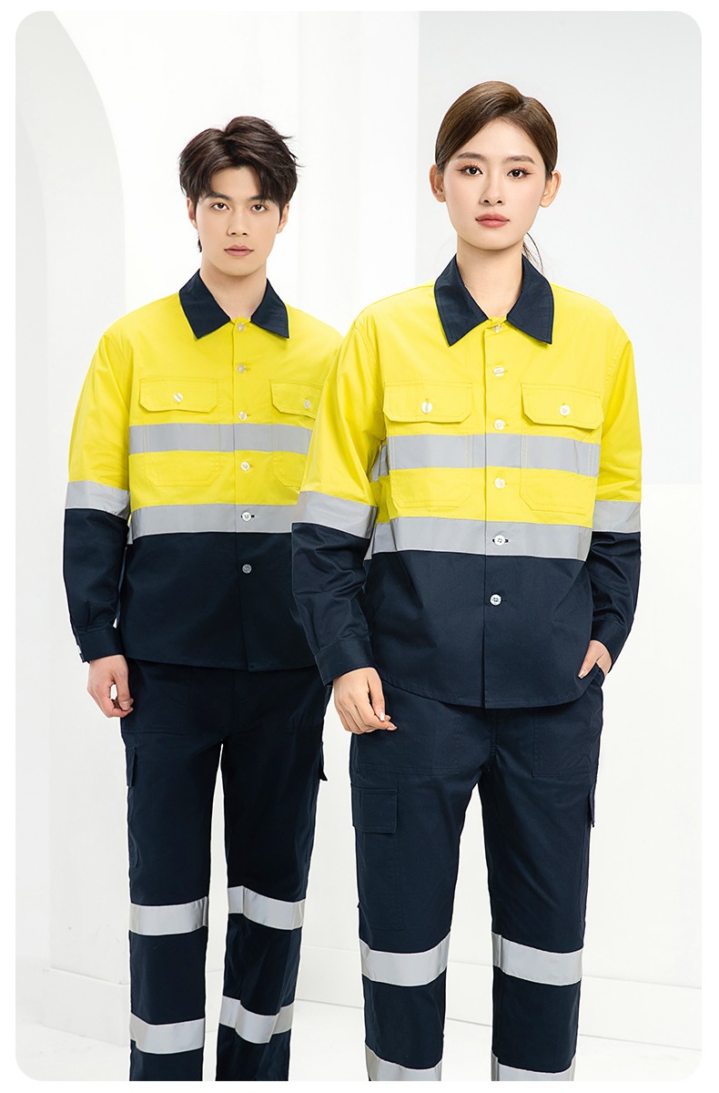 WQ2119X 夏季薄款反光条工作服印LOGO透气车间厂服拉链款立领工装外贸(图15)