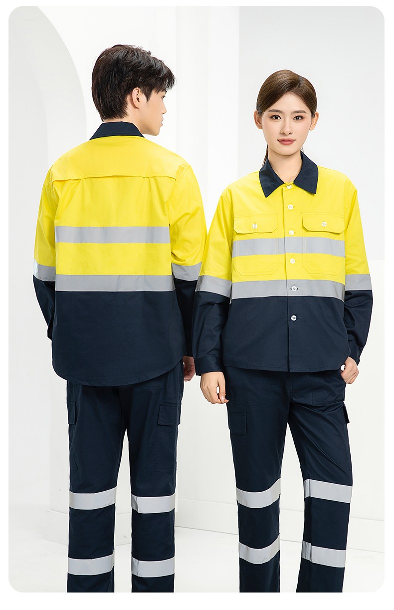 WQ2119X 夏季薄款反光条工作服印LOGO透气车间厂服拉链款立领工装外贸(图16)
