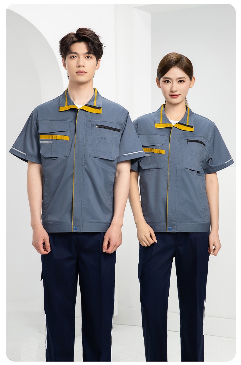 DM2316D 夏季工作服男短袖薄款套装耐磨透气劳保服上衣汽修服工厂工装定制(图15)