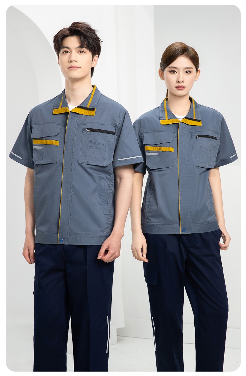 DM2316D 夏季工作服男短袖薄款套装耐磨透气劳保服上衣汽修服工厂工装定制(图16)