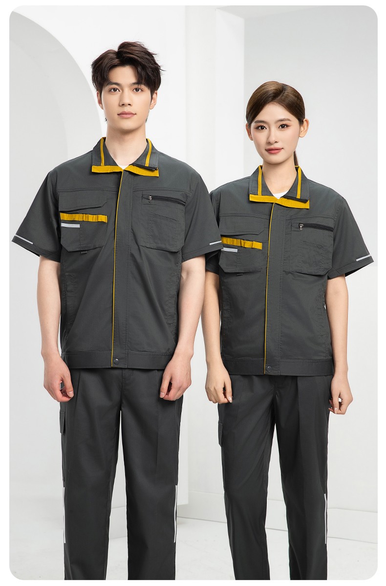 DM2316D 夏季工作服男短袖薄款套装耐磨透气劳保服上衣汽修服工厂工装定制(图17)