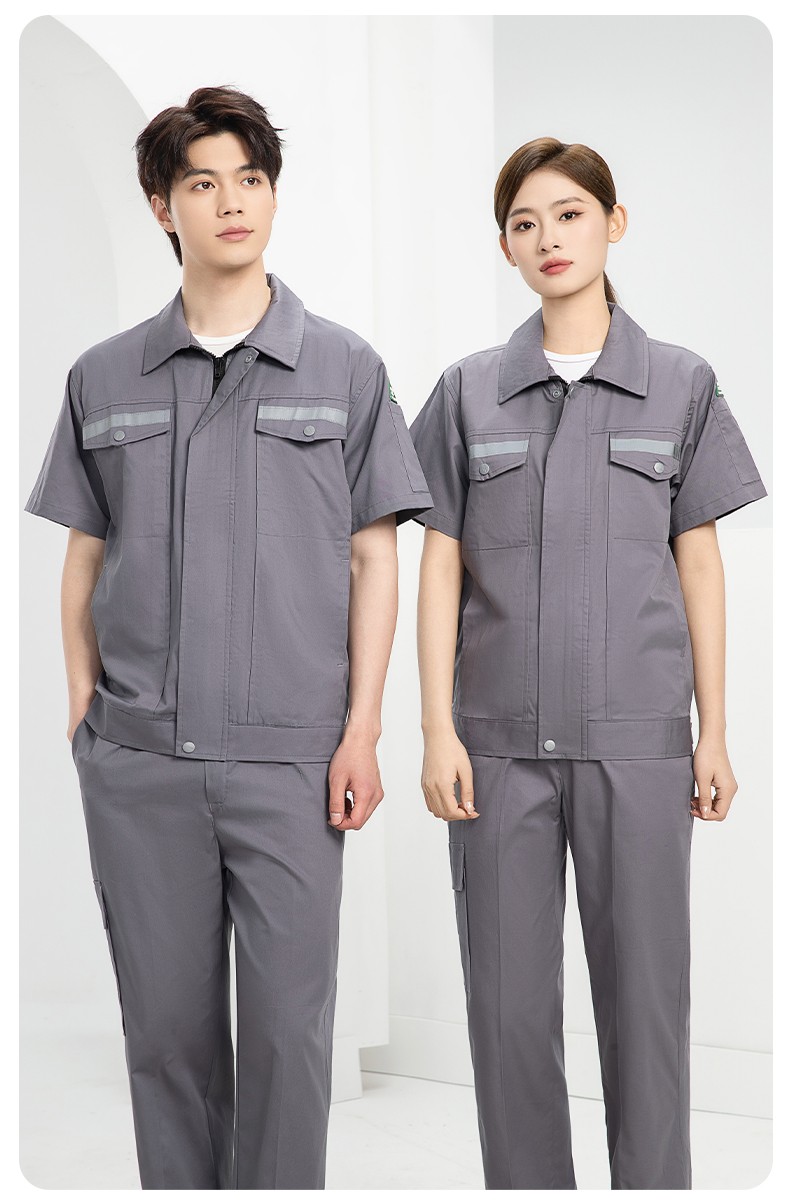 QM2091D 夏季工作服套装男纯棉长短袖薄款反光海油工程工装机电焊工劳保服(图16)