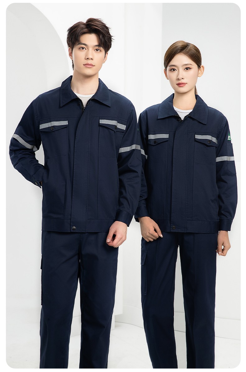 QM2091D 夏季工作服套装男纯棉长短袖薄款反光海油工程工装机电焊工劳保服(图20)