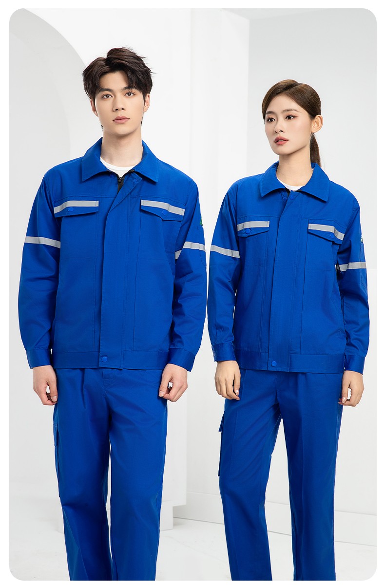 QM2091D 夏季工作服套装男纯棉长短袖薄款反光海油工程工装机电焊工劳保服(图21)