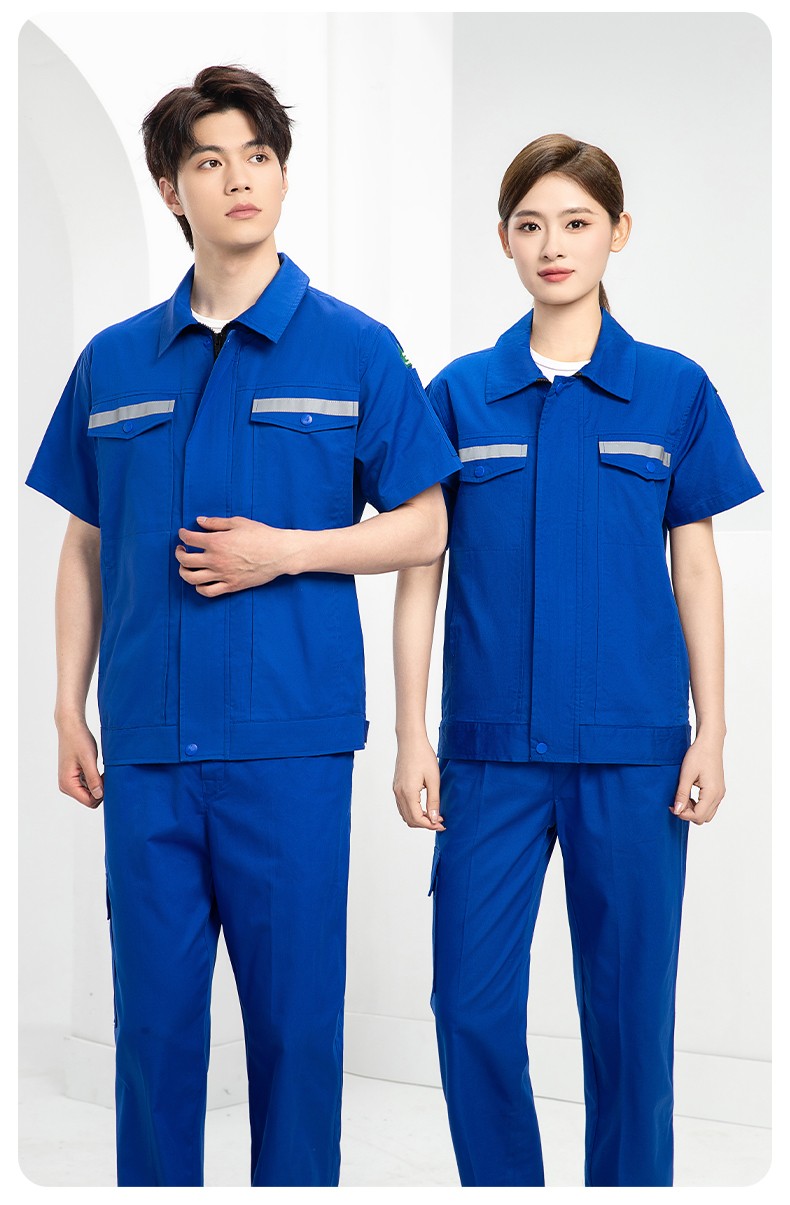 QM2091X 夏季长袖薄款工作服套装男纯棉反光焊工海油工程汽修车间电焊劳保(图14)