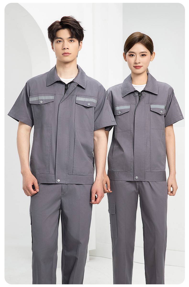 QM2091X 夏季长袖薄款工作服套装男纯棉反光焊工海油工程汽修车间电焊劳保(图15)