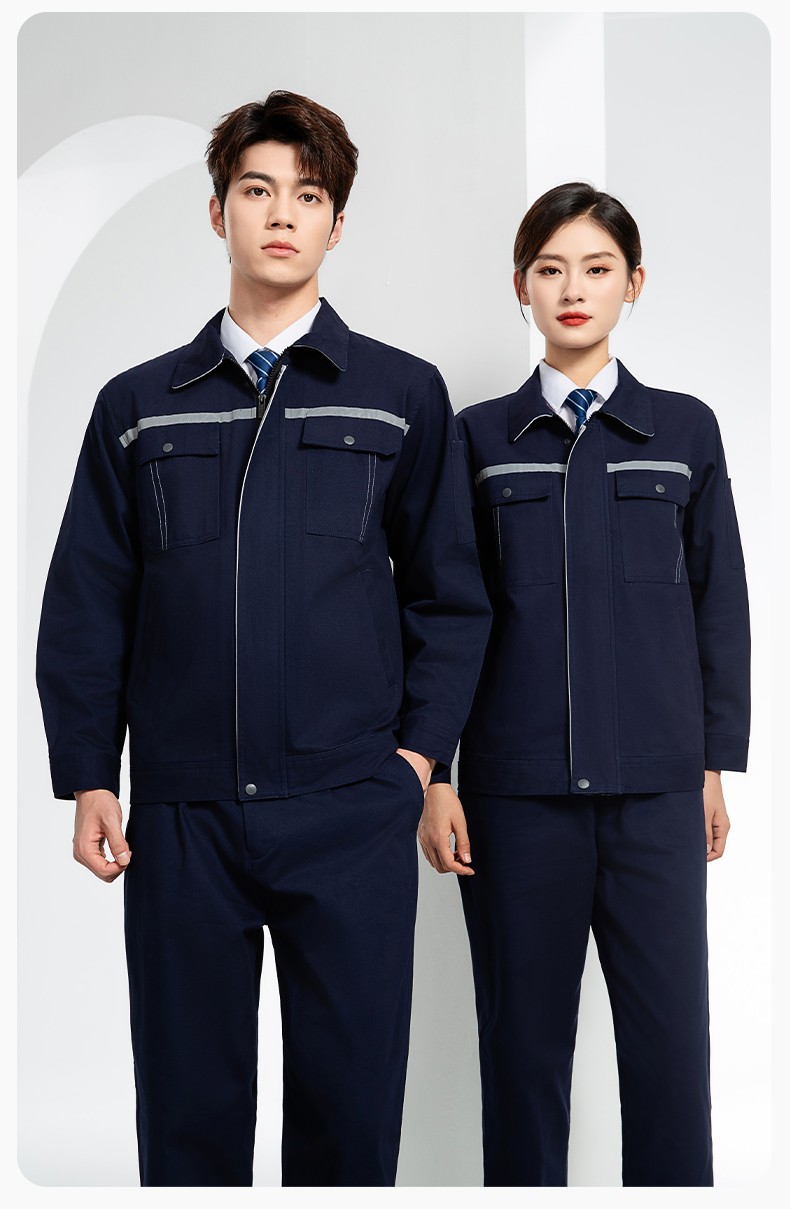 JC-H1806-3 双层纯棉工作服套装男反光条工地汽修机修服电焊服工装劳保服定制(图13)