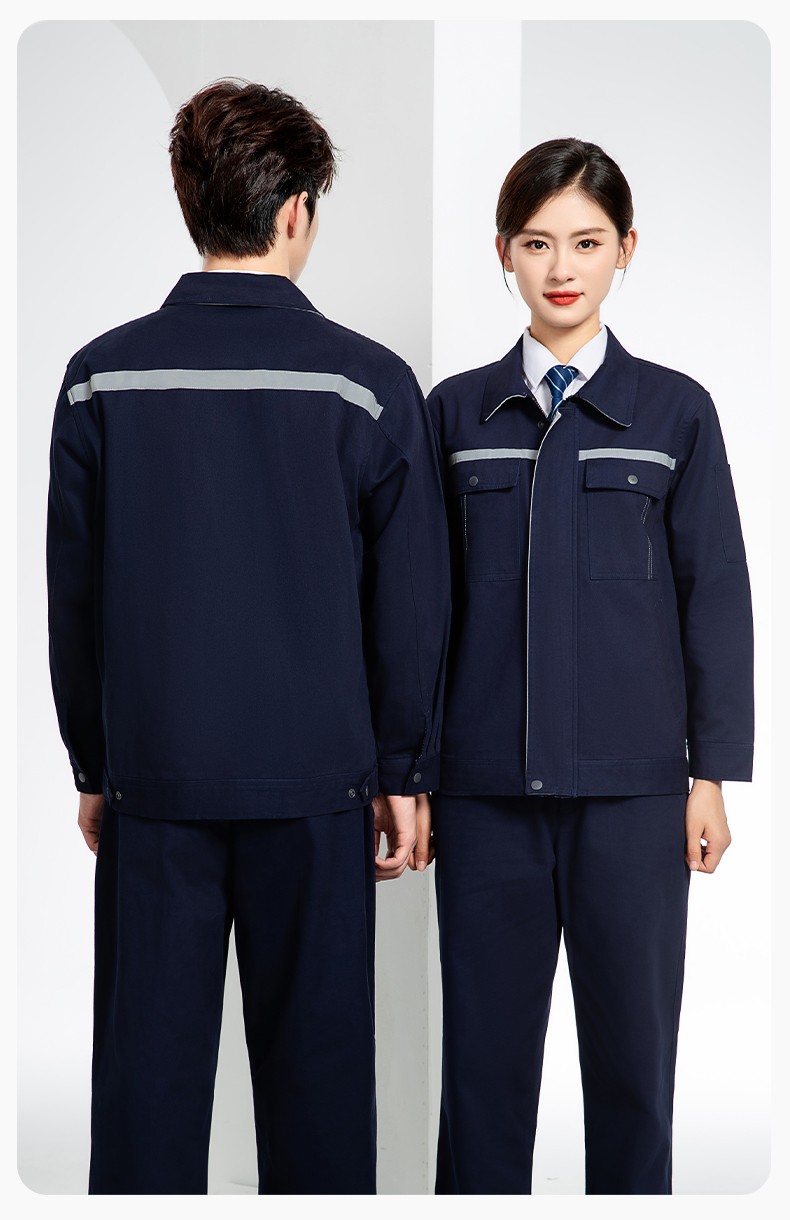 JC-H1806-3 双层纯棉工作服套装男反光条工地汽修机修服电焊服工装劳保服定制(图15)