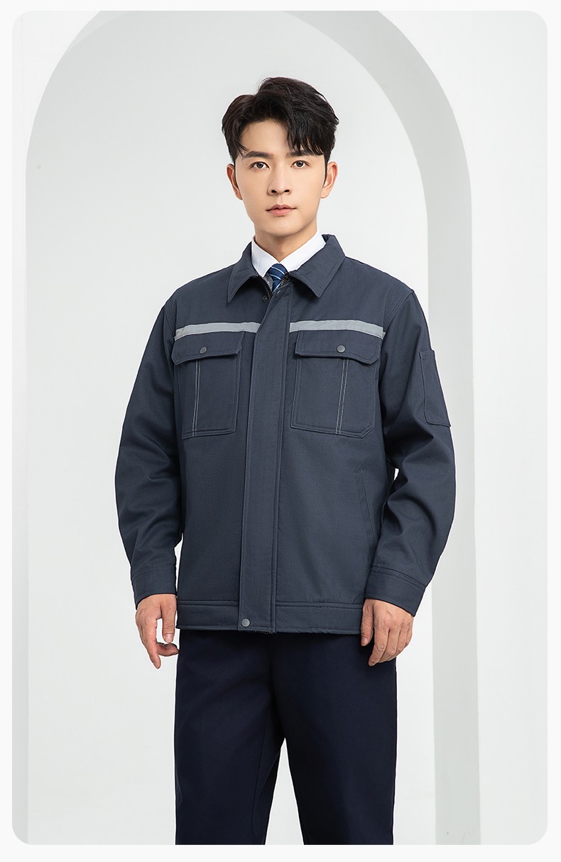 LJ-5835 冬季加绒工作服套装男反光一体式保暖电焊工汽机修劳保服夹克定制(图16)