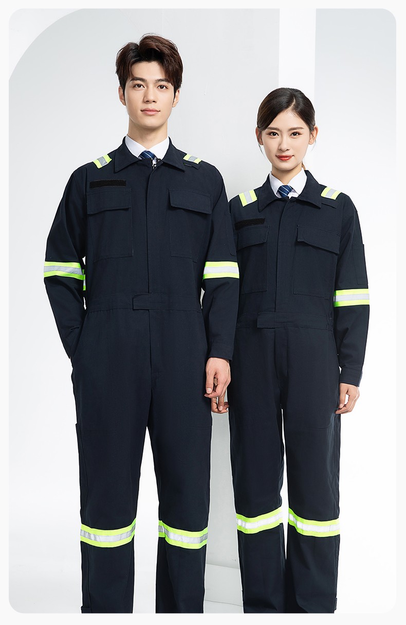 QM8057 全棉长袖连体工作服反光条劳保服机修服中海油工作服套装(图15)