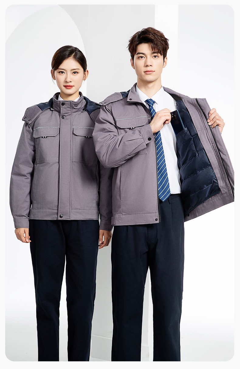 YJ-8901 冬季纯棉工作服棉服定制加厚保暖上衣外套电焊工厂劳保服棉袄印字(图20)