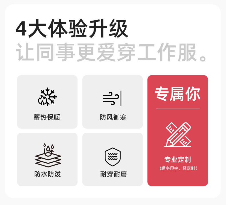 YJ-1916 冬季一体式纯色冲锋衣印LOGO男女兜盖加厚保暖外套企业团体服外套(图2)
