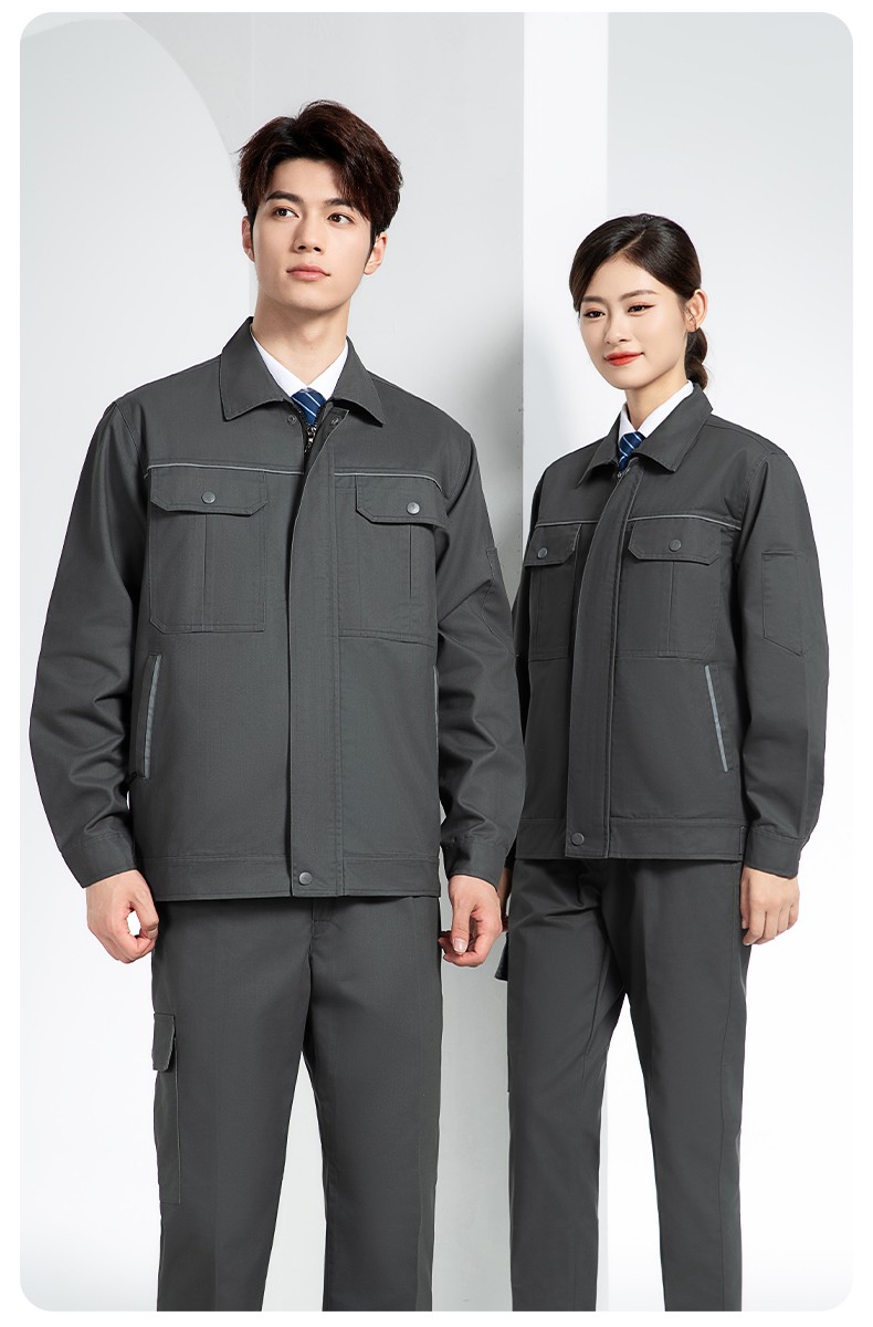 YM-092 春秋季工作服套装定制男耐磨建筑工程工厂车间长袖劳保服纯色工装(图23)
